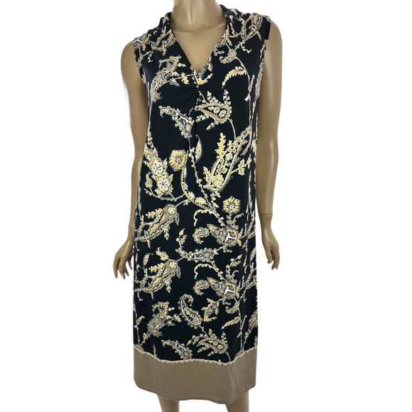 Liz Claiborne Dresses & Skirts - Liz Claiborne 1X Sheath Dress Sleeveless V-Neck Black w Brown/Beige Design